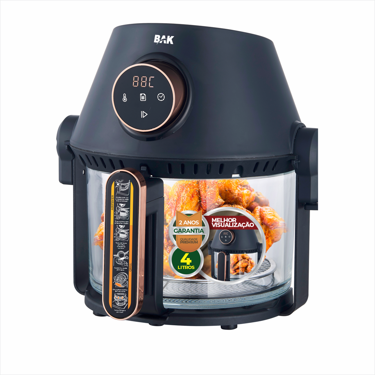 Air Fryer BAK Multifunções 2 em 1 branca